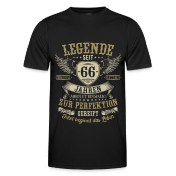 66 Geburtstag Legende Geburtstagsspruch 66 Jahre - Männer Funktions-T-Shirt - Schwarz - Vorne - AI Model Male 178 dark (178cm)