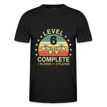 Level 6 Complete Gamer 6 Jahrestag Hochzeitstag - Männer Funktions-T-Shirt - Schwarz - Vorne - AI Model Male 178 dark (178cm)