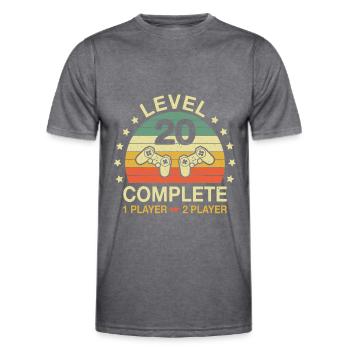 Level 20 Complete Gamer 20 Hochzeitstag - Männer Funktions-T-Shirt - dunkle Melange  - Vorne - AI Model Male 178 dark (178cm)
