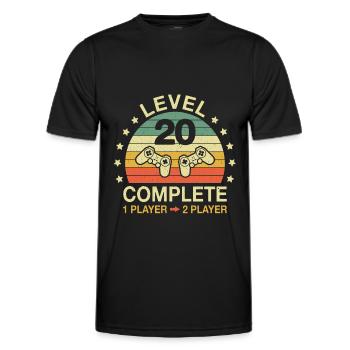 Level 20 Complete Gamer 20 Hochzeitstag - Männer Funktions-T-Shirt - Schwarz - Vorne - AI Model Male 178 dark (178cm)