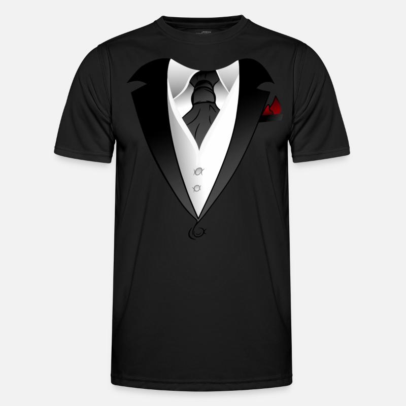 Suit with tie jacket design - Men's Functional T-Shirt - black