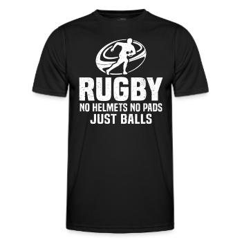 rugby no helmets no pads just balls - Men's Functional T-Shirt - black - Front - AI Model Male 178 dark (178cm)