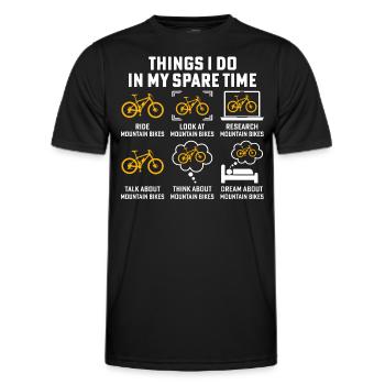 Dinge, die ich in meiner Freizeit mache, um Mountainbikes zu fahren - Männer Funktions-T-Shirt - Schwarz - Vorne - AI Model Male 178 dark (178cm)