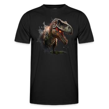 Ein echter Dino-König: Der T-Rex in Aktion - Männer Funktions-T-Shirt - Schwarz - Vorne - AI Model Male 178 dark (178cm)