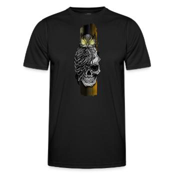 Eule sitzt auf Schädel - Männer Funktions-T-Shirt - Schwarz - Vorne - AI Model Male 178 dark (178cm)