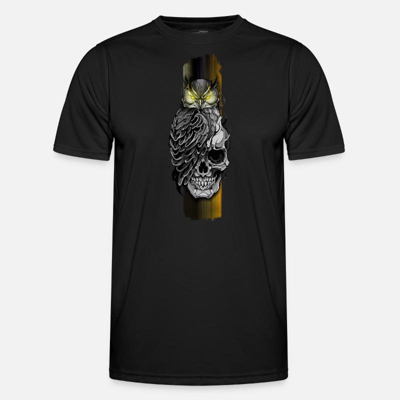 Owl Perched on Skull - Men's Functional T-Shirt - black
