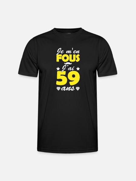 je m en fous j ai 59 ans / anniversaire 59 ans - T-shirt sport Homme - noir