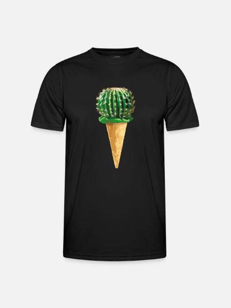 Cactus with ice cream - Men's Functional T-Shirt - black