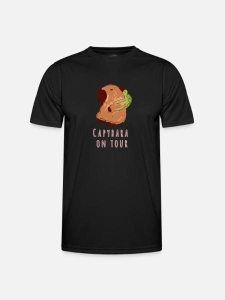 Capybara,backpack,turtle,on tour - Men's Functional T-Shirt - black