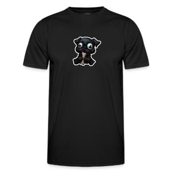 Little, dark Bulldog eating a bone - Men's Functional T-Shirt - black - Front - AI Model Male 178 dark (178cm)