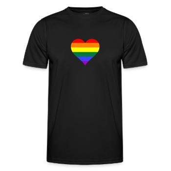 Gay Flagge Herz - Männer Funktions-T-Shirt - Schwarz - Vorne - AI Model Male 178 dark (178cm)
