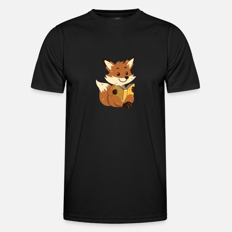 Fuchs liest ein Buch - Männer Funktions-T-Shirt - Schwarz