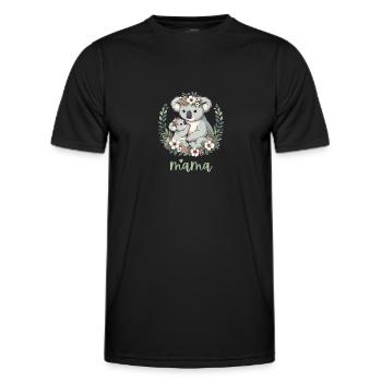 Maman Koala ours câlin I Couronne florale maman I Koala - T-shirt sport Homme - noir - Devant - AI Model Male 178 dark (178cm)