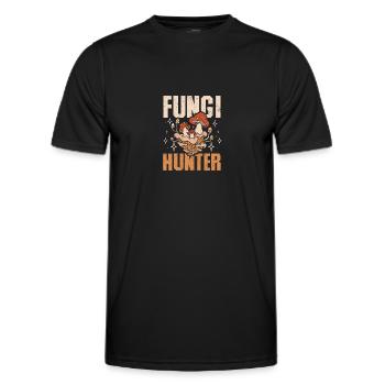 Svampe svampe jæger - Funktionsshirt til herrer - sort - Foran - AI Model Male 178 dark (178cm)
