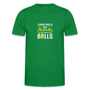 I know how to handle the balls, funny Squash game - Men's Functional T-Shirt - kelly green - Front - AI Model Male 178 dark (178cm)