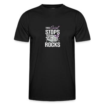 Denne pige stopper for sten fossil jagt - Funktionsshirt til herrer - sort - Foran - AI Model Male 178 dark (178cm)