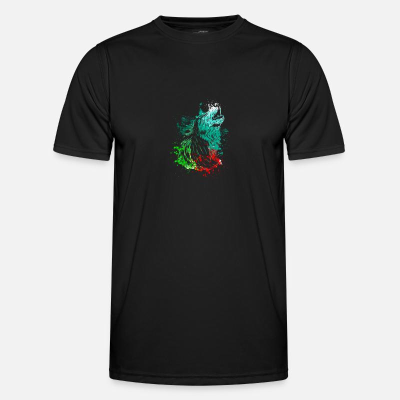 Splash Art Heulender Wolf Männer Funktions-T-Shirt