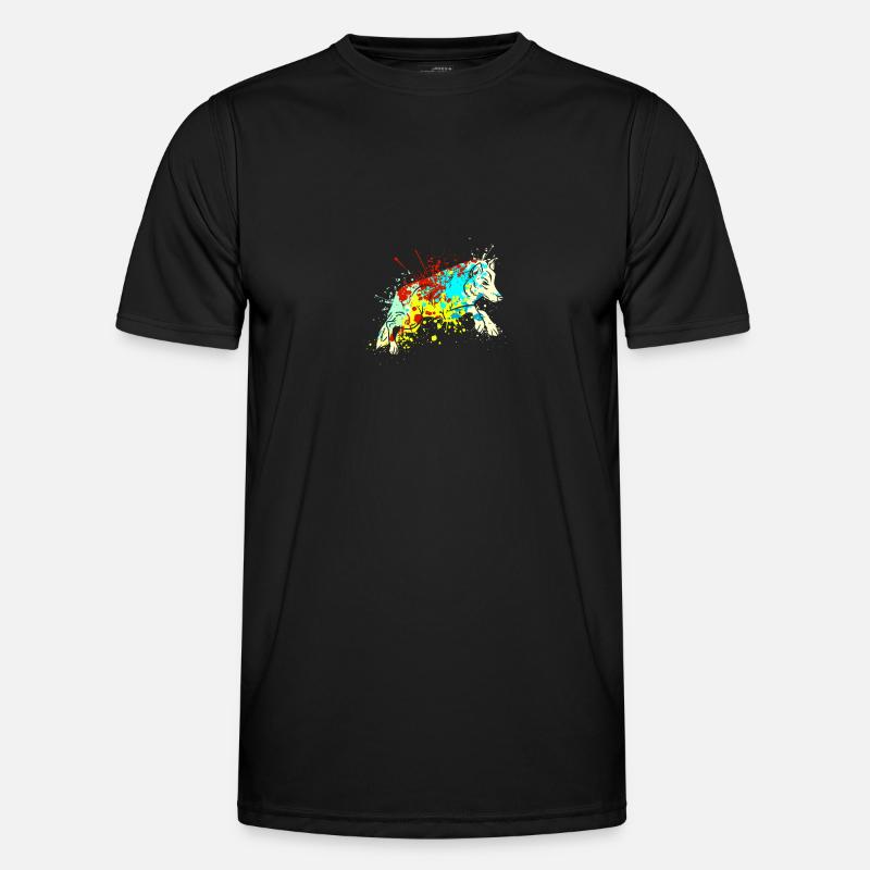 Splash Art Wolf - Men's Functional T-Shirt - black