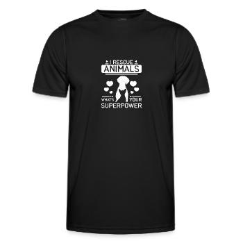 I rescue animals what's your superpower - Männer Funktions-T-Shirt - Schwarz - Vorne - AI Model Male 178 dark (178cm)