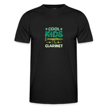 For children Cool kids play clarinet - Men's Functional T-Shirt - black - Front - AI Model Male 178 dark (178cm)
