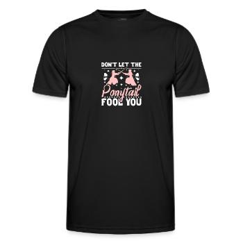 Kendo girl don't let the ponytail fool you - Men's Functional T-Shirt - black - Front - AI Model Male 178 dark (178cm)