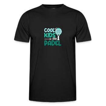Children Cool kids play Padel - Men's Functional T-Shirt - black - Front - AI Model Male 178 dark (178cm)