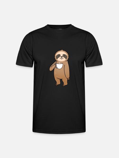 Sloth drinks coffee - Men's Functional T-Shirt - black