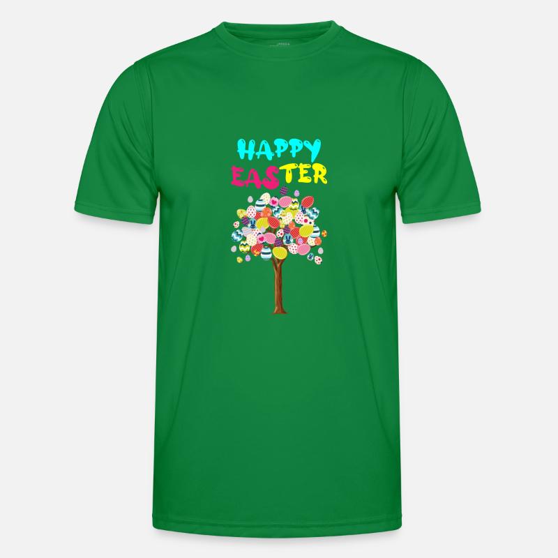 Happy Easter Egg Tree With Easter Rabbit Egg Männer Funktions-T-Shirt