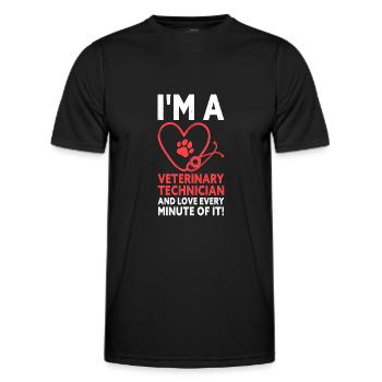Je suis un technicien vétérinaire Vet Tech - T-shirt sport Homme - noir - Devant - AI Model Male 178 dark (178cm)