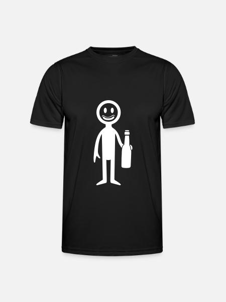 Bier Trinken Strichmännchen - Männer Funktions-T-Shirt - Schwarz