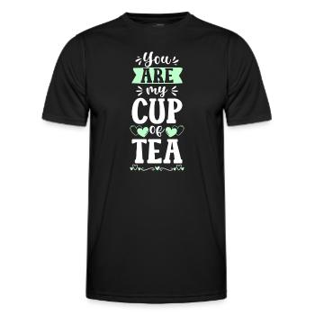 Tea Cup Green Tea Teas - Men's Functional T-Shirt - black - Front - AI Model Male 178 dark (178cm)