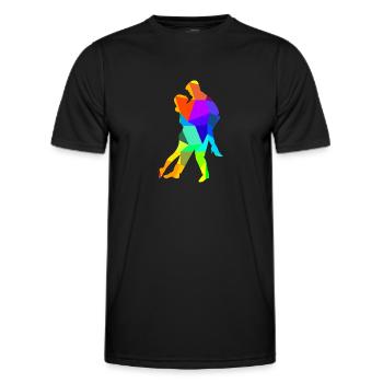 Tango Tanzen Tanzpaar Regenbogen Farben Polygon - Männer Funktions-T-Shirt - Schwarz - Vorne - AI Model Male 178 dark (178cm)