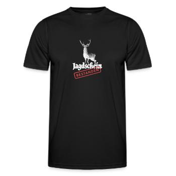 Jagdschein bestanden! - Männer Funktions-T-Shirt - Schwarz - Vorne - AI Model Male 178 dark (178cm)