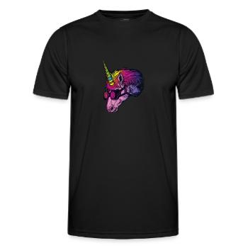 Licorne avec corne colorée - T-shirt sport Homme - noir - Devant - AI Model Male 178 dark (178cm)