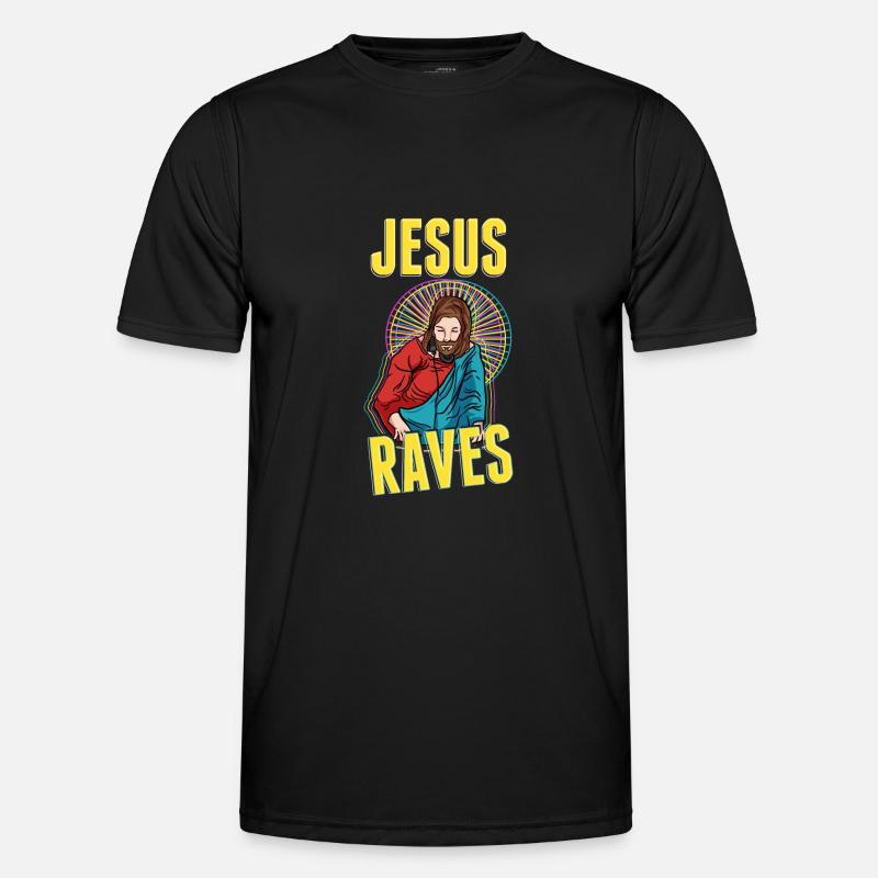 Jésus s’extasie EDM Techno Rave parti de fer T-shirt sport Homme