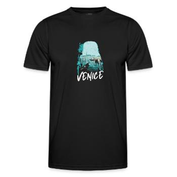 Venise et ses Gondoles: Illustration Élégante - T-shirt sport Homme - noir - Devant - AI Model Male 178 dark (178cm)
