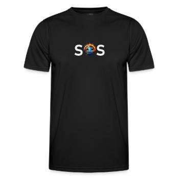 SOS - Burning Sad Earth Climate Change - Men's Functional T-Shirt - black - Front - AI Model Male 178 dark (178cm)
