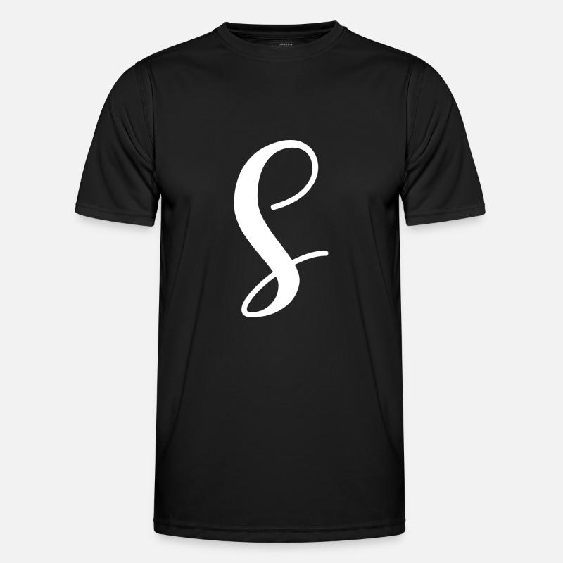 Calligraphy, initial S - Men's Functional T-Shirt - black