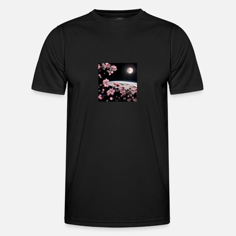 Cherry Tree on the Moon - Männer Funktions-T-Shirt - Schwarz