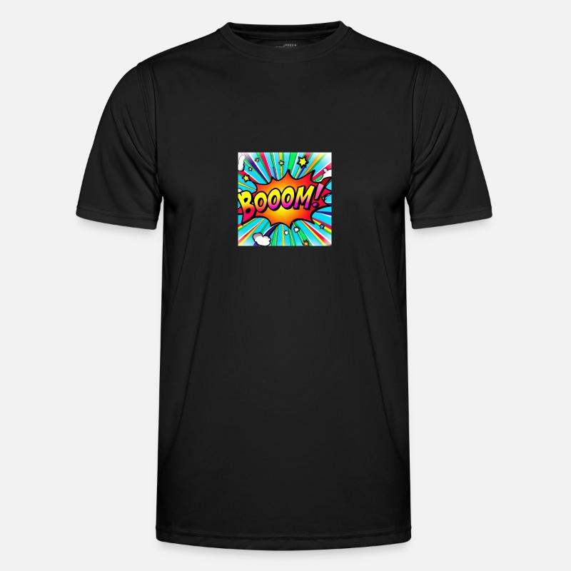 regenbogenstrahl comic style mit kaboom - Männer Funktions-T-Shirt - Schwarz