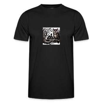 Eule Halloween und Geisterschloss - Männer Funktions-T-Shirt - Schwarz - Vorne - AI Model Male 178 dark (178cm)