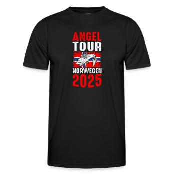 Angel Tour Norwegen 2025 Angelteam Flagge Fische F - Männer Funktions-T-Shirt - Schwarz - Vorne - AI Model Male 178 dark (178cm)