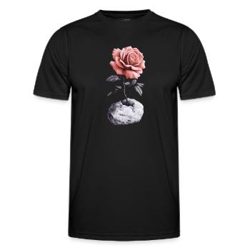 Rose rouge rose brise la pierre - T-shirt sport Homme - noir - Devant - AI Model Male 178 dark (178cm)