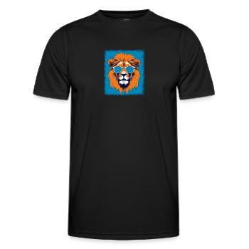 Enfants tête de lion comique et sarcastique Happy Big - T-shirt sport Homme - noir - Devant - AI Model Male 178 dark (178cm)