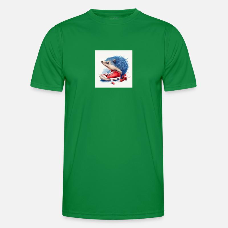 Blauer Igel und rote Schuhe Männer Funktions-T-Shirt