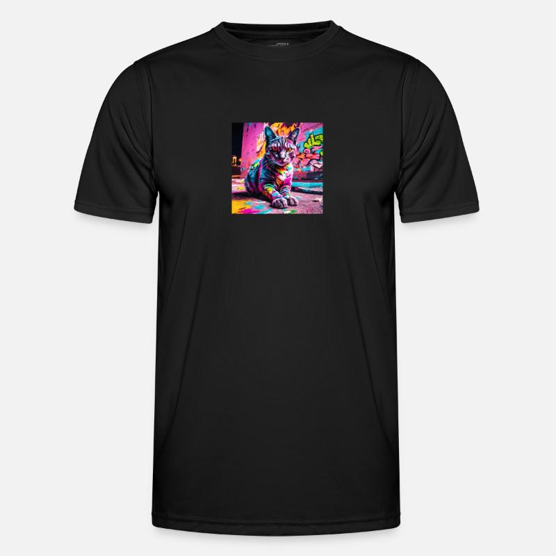 Katze Grafitti Männer Funktions-T-Shirt