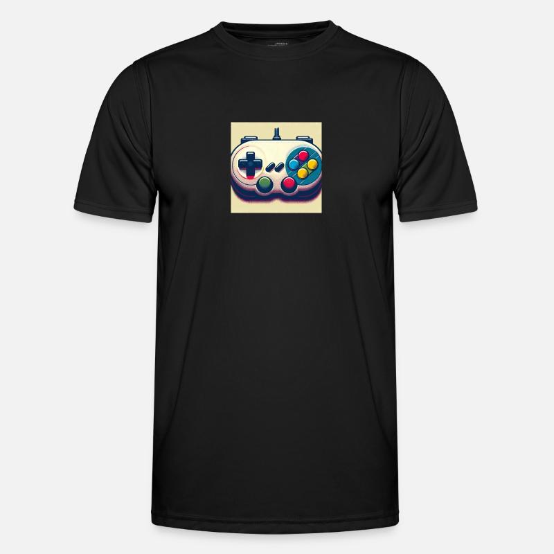 Retro Gamepad in Risograph - Men's Functional T-Shirt - black