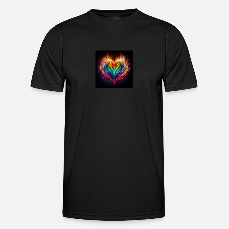 Rainbow fire heart flames Men's Functional T-Shirt