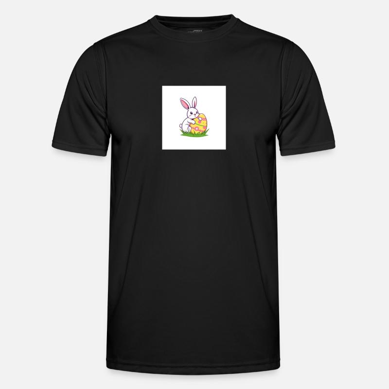 Hase & Ei – Das Osterwunder - Männer Funktions-T-Shirt - Schwarz
