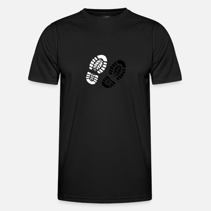 Fußabdruck Stiefel Wanderschuhe 2c - Männer Funktions-T-Shirt - Schwarz